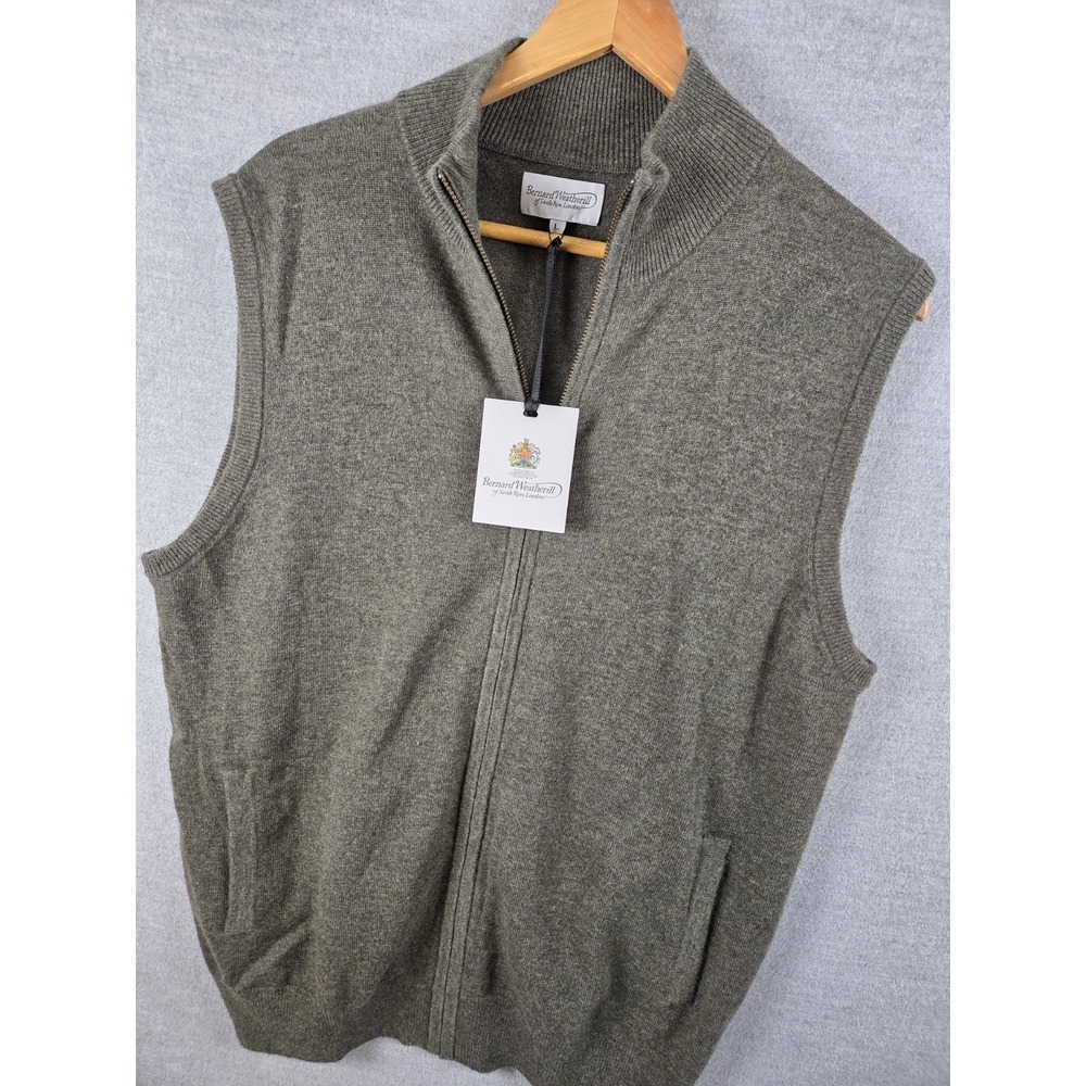 Bernard Weatherill Gilet L Wool Cashmere Jumper High Neck Vest Full Zip NEW